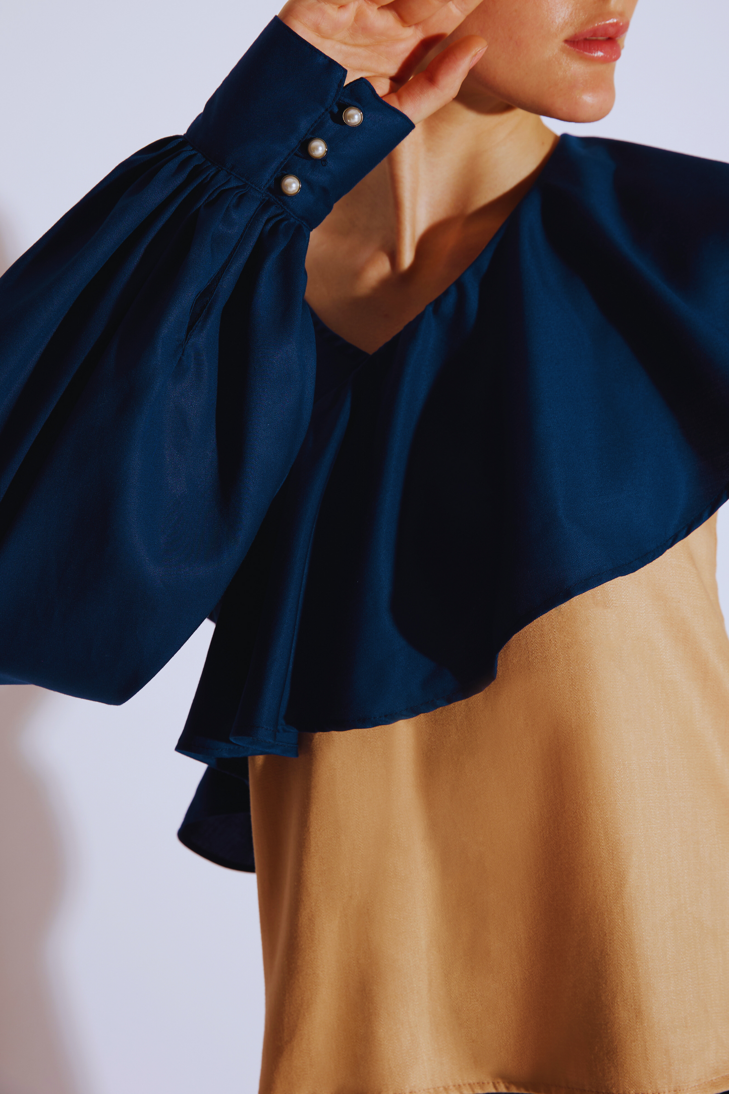 Lyocell Ruffle Sleeve Top