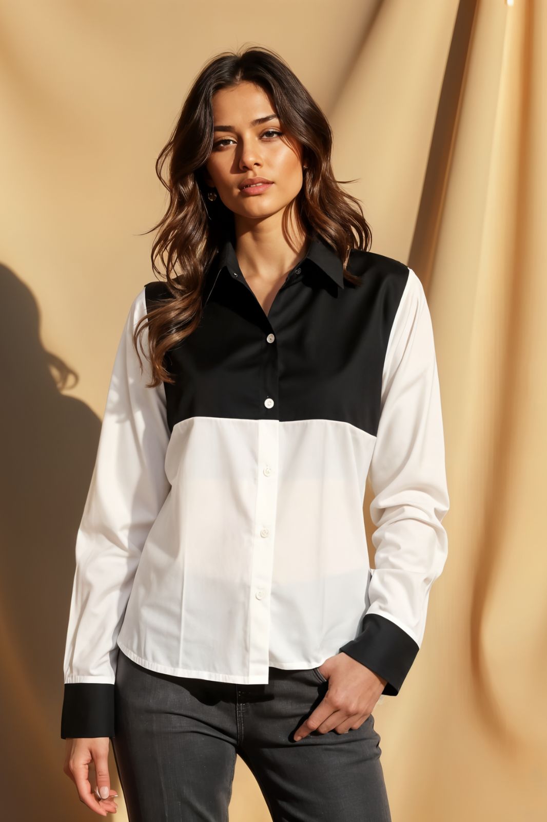Black & White Cotton Shirt