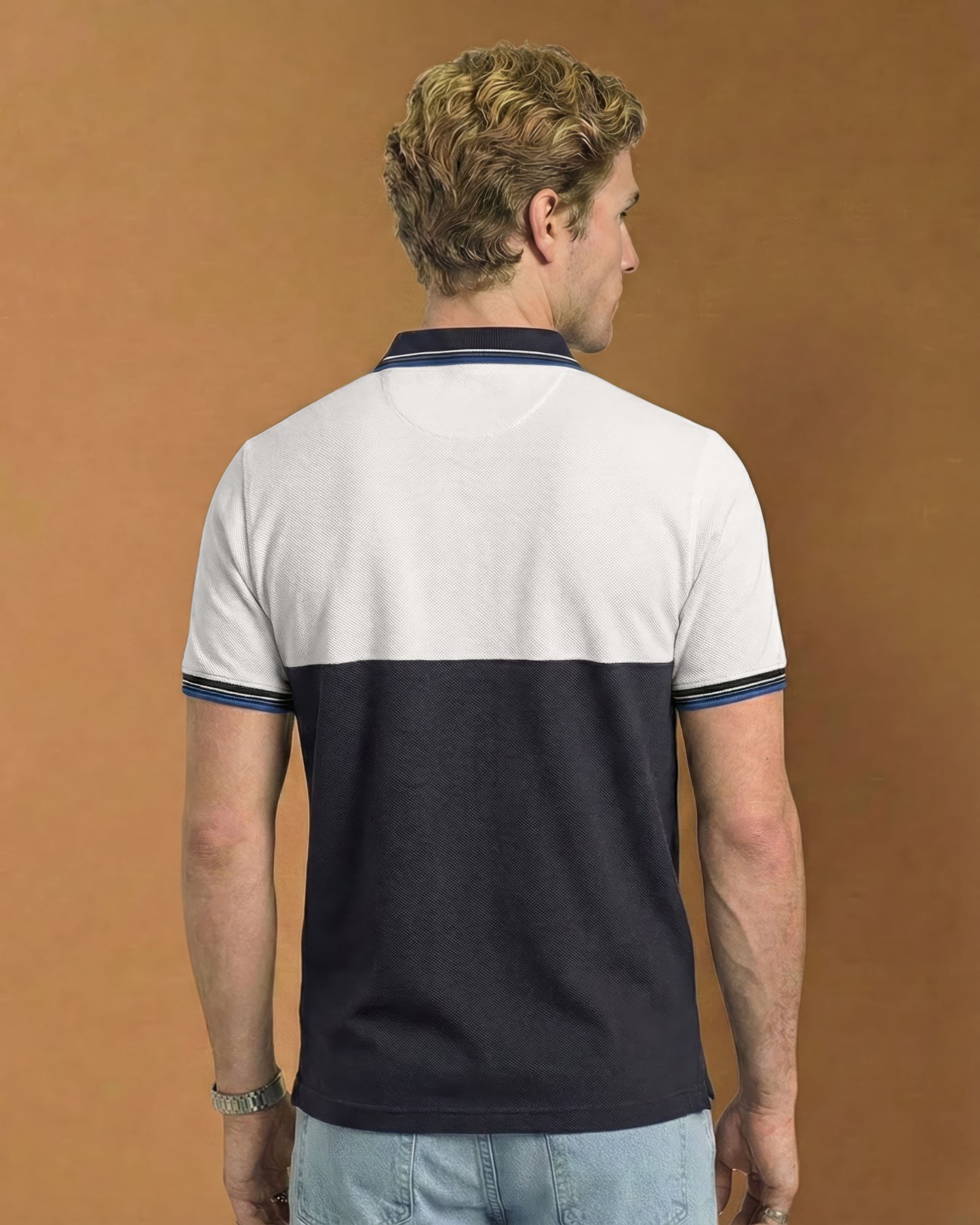 Blue & White Comfort Fit Polo T-Shirt