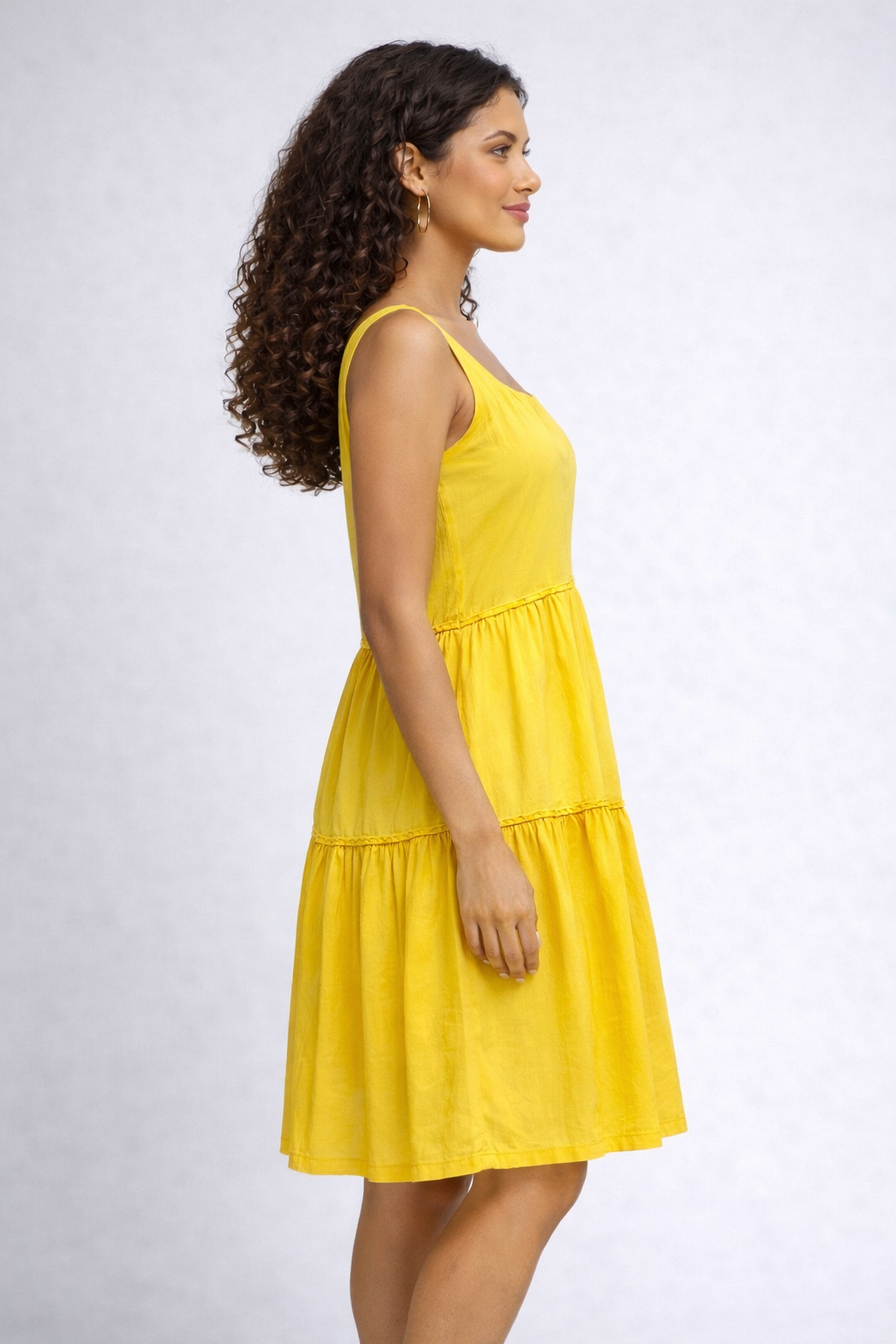Yellow Tiered Sundress I Premium 100% Cotton
