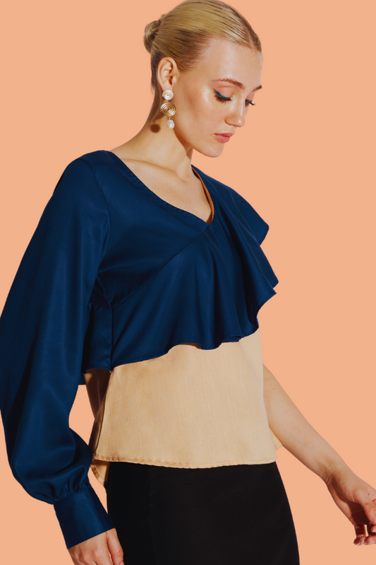 Asymmetrical Ruffle Sleeve Top