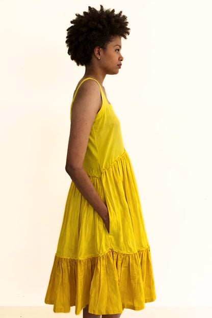 Yellow Tiered Cotton Sundress