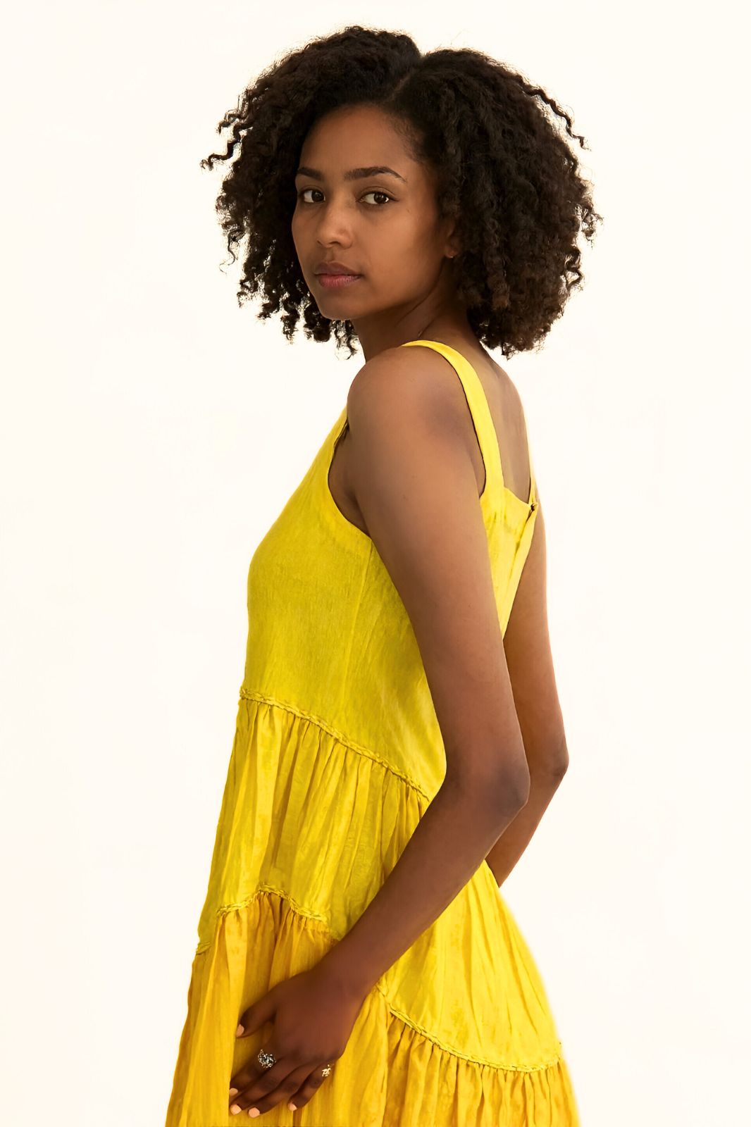 Yellow Tiered Cotton Sundress