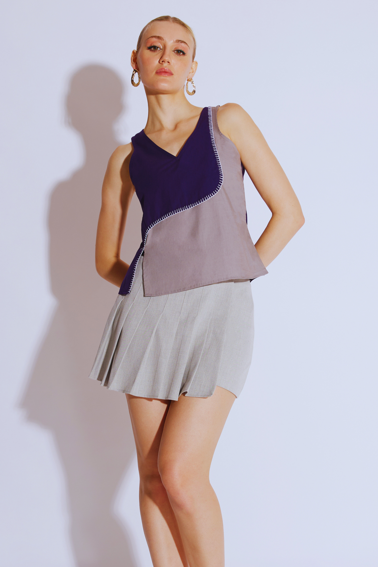 Duotone Organic Cotton V-Neck Top