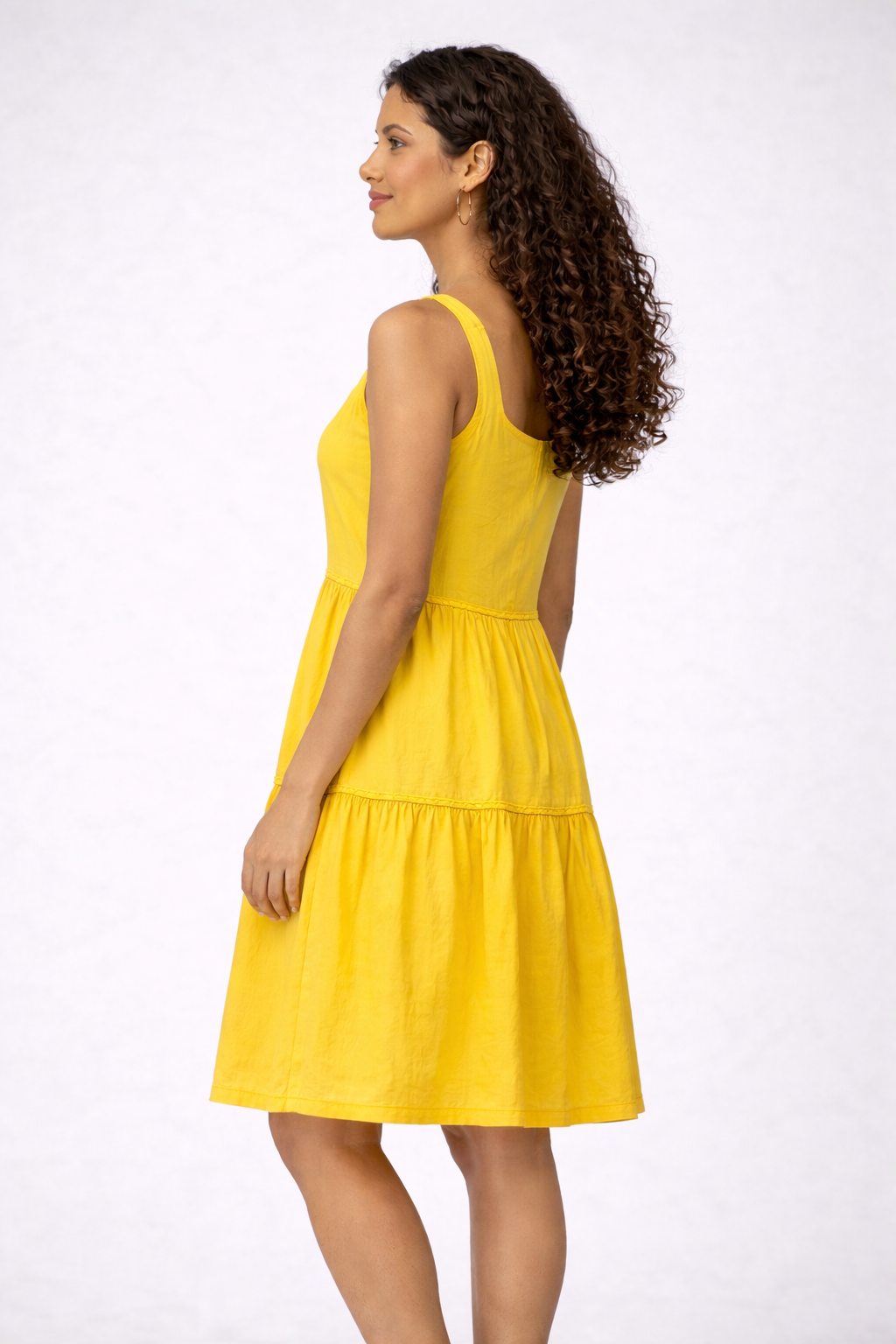 Yellow Tiered Sundress I Premium 100% Cotton