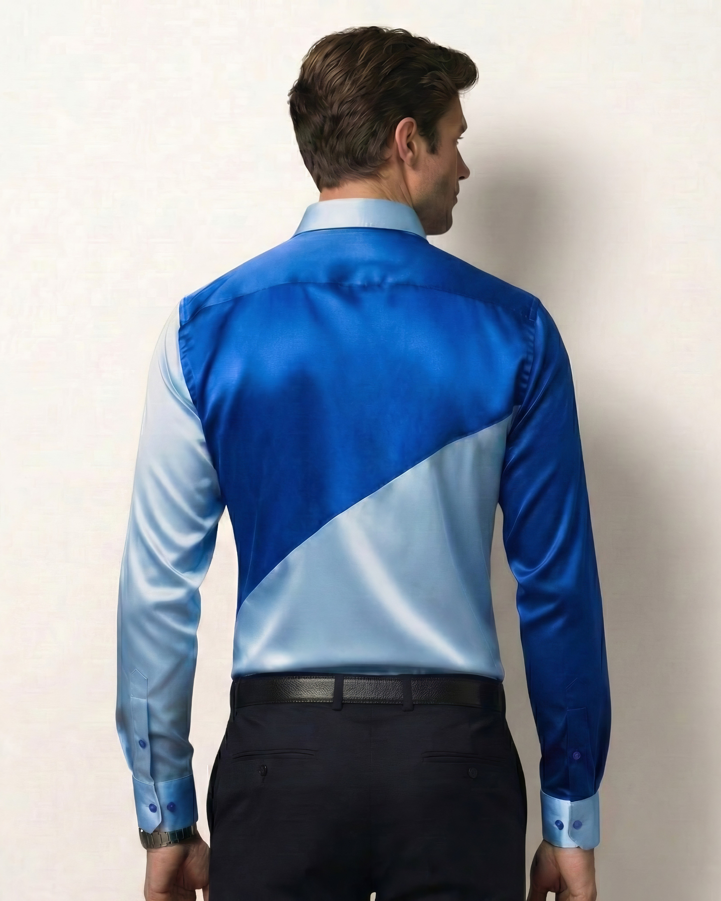 Blue Geometric Dual Tone Shirt