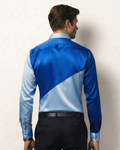 Blue Geometric Dual Tone Shirt