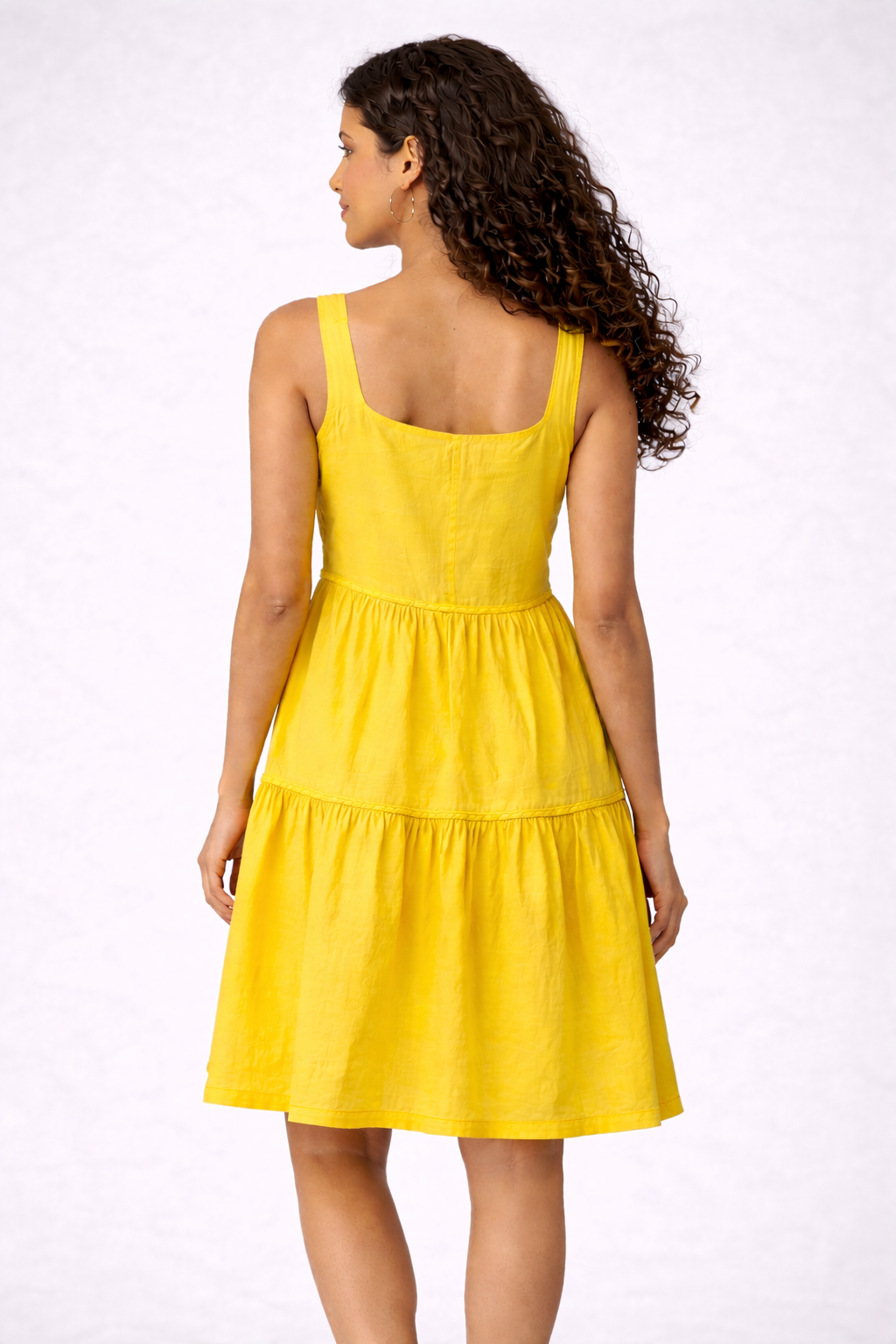 Yellow Tiered Sundress I Premium 100% Cotton