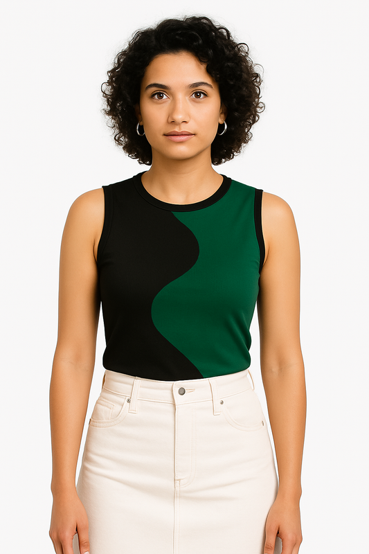 Dual-Tone Wave Crop Top