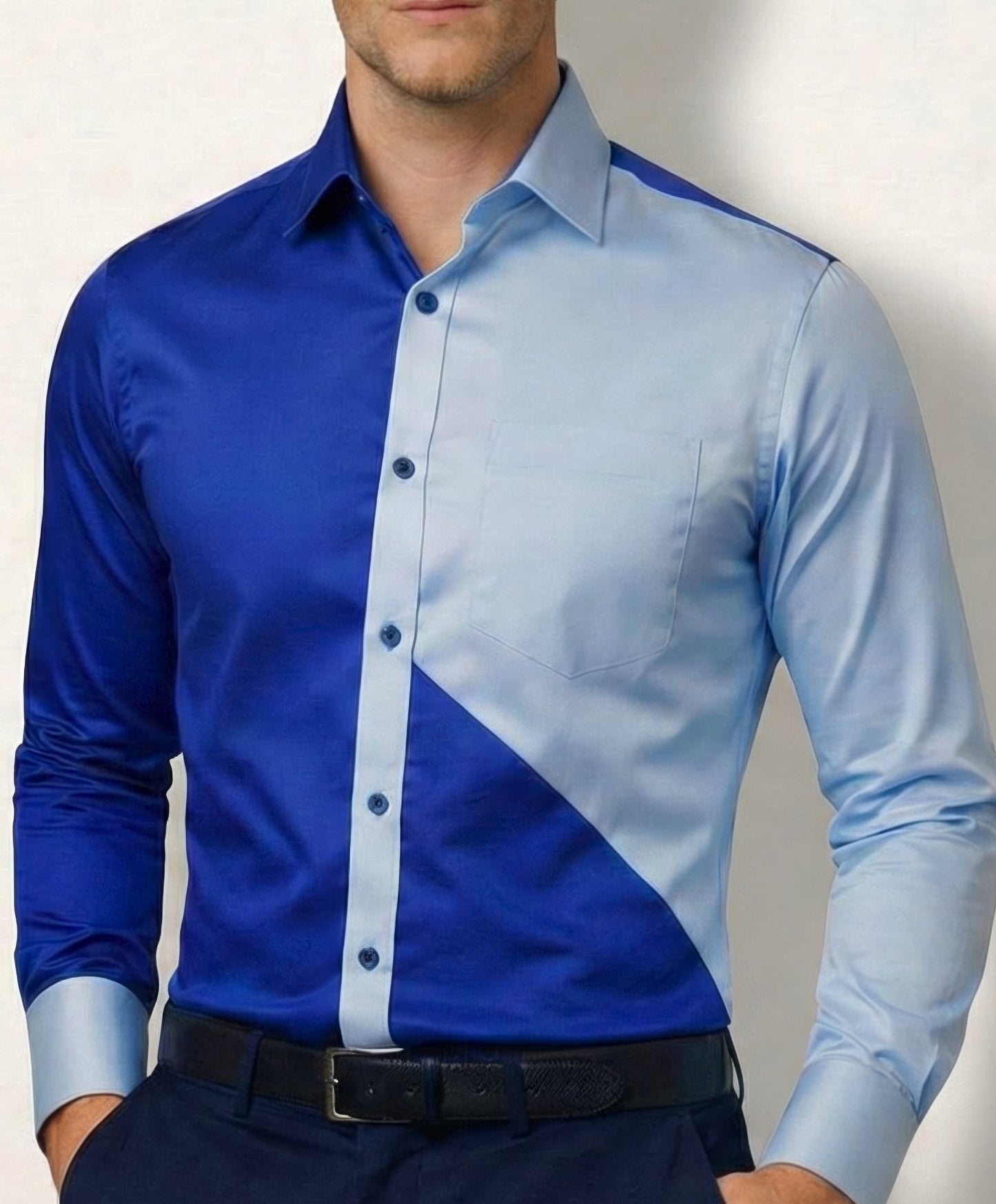 Blue Geometric Dual Tone Shirt