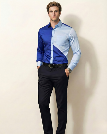 Blue Geometric Dual Tone Shirt