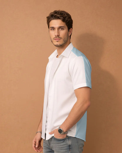 Blue & White Tailored Slim Fit Shirt