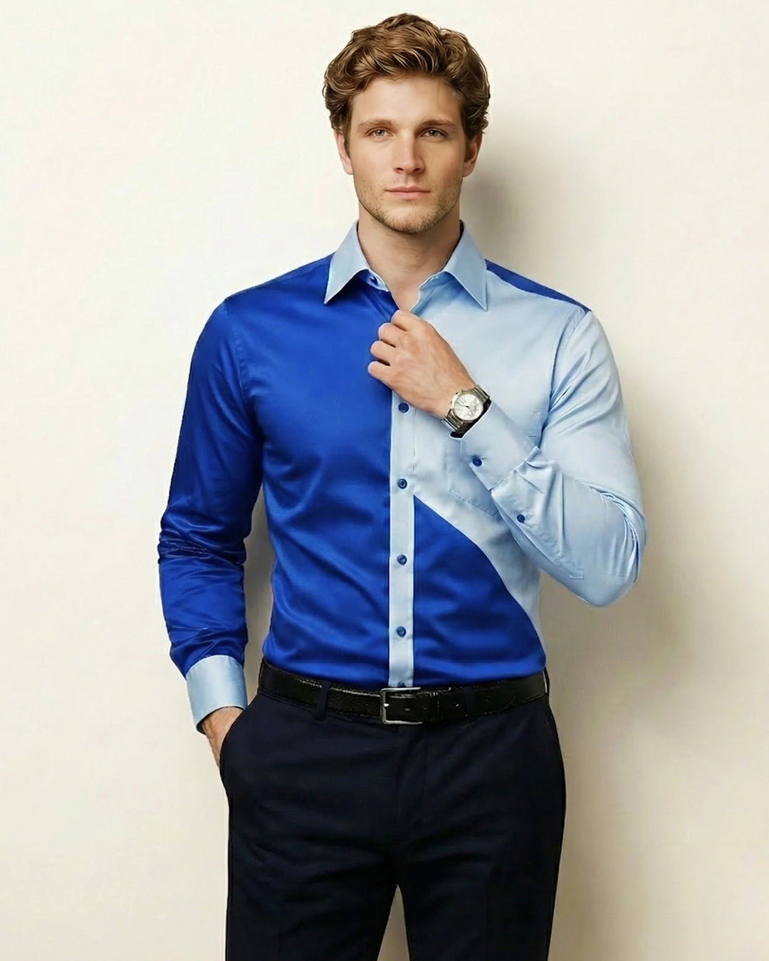 Blue Geometric Dual Tone Shirt