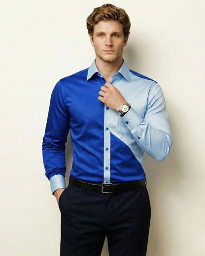Blue Geometric Dual Tone Shirt