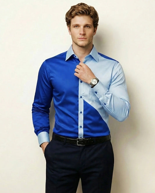 Blue Geometric Dual Tone Shirt