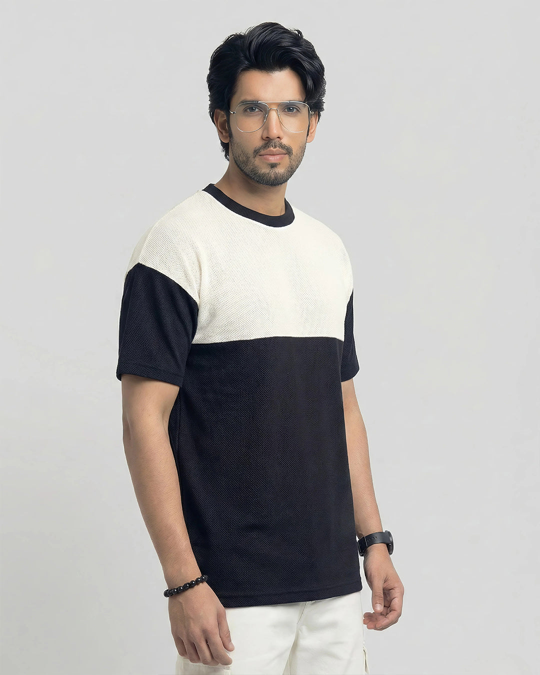 Monochrome Crew Neck Drop Shoulder T-shirt