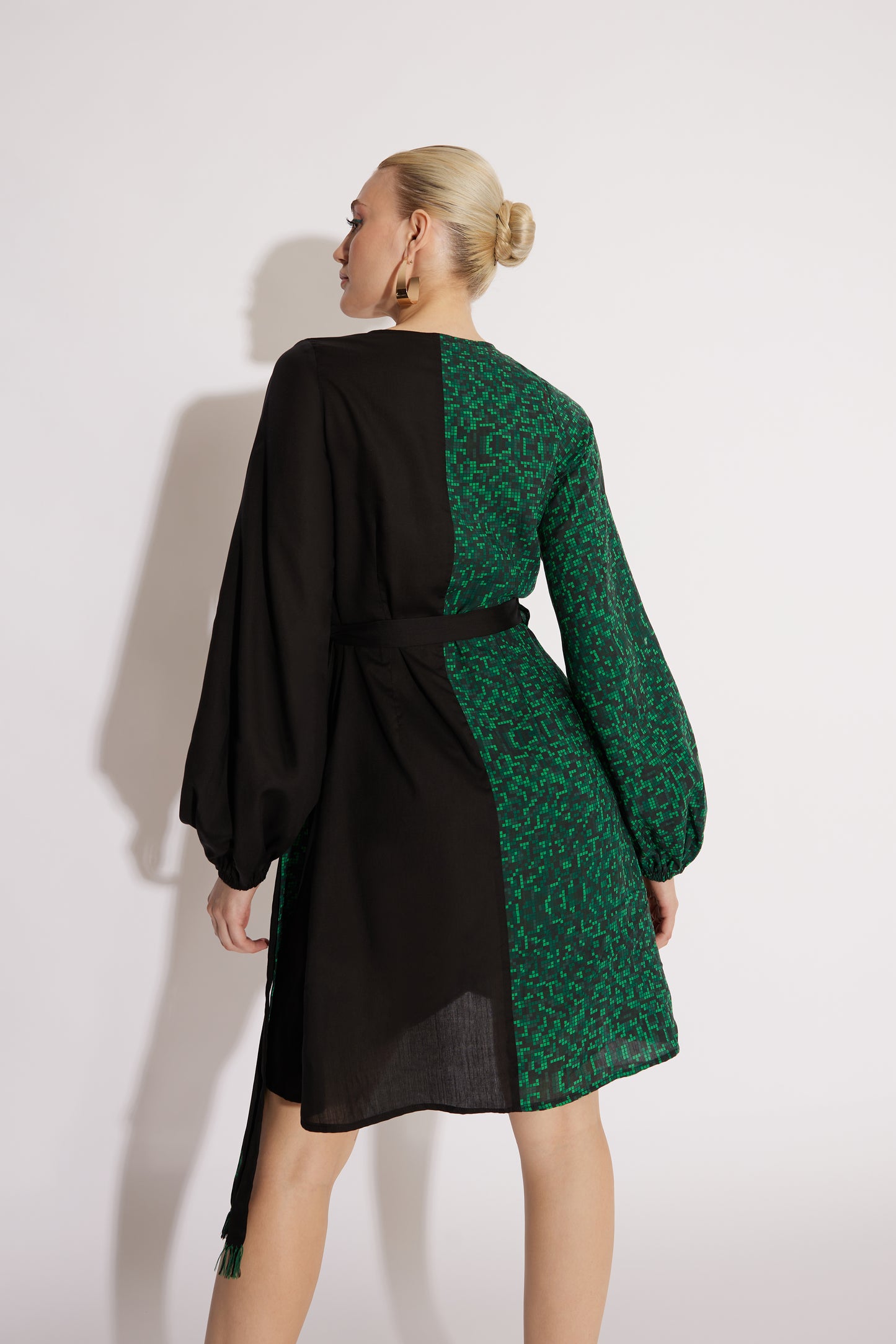 Matrix Print Wrap Dress