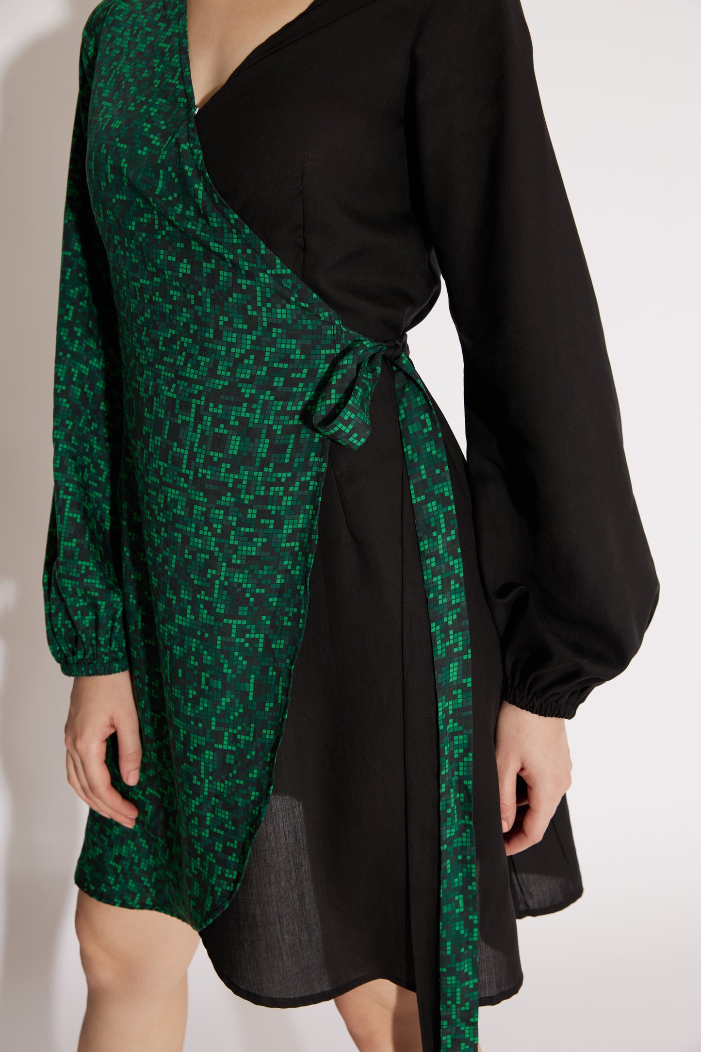 Matrix Print Wrap Dress