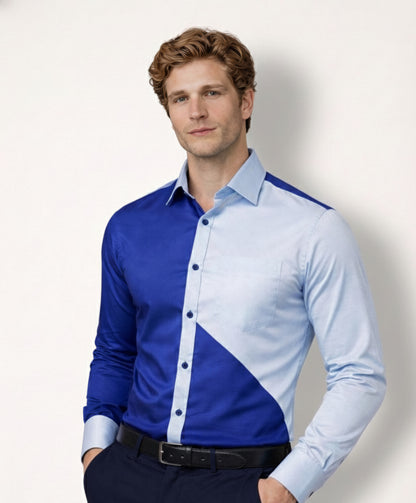 Blue Geometric Dual Tone Shirt