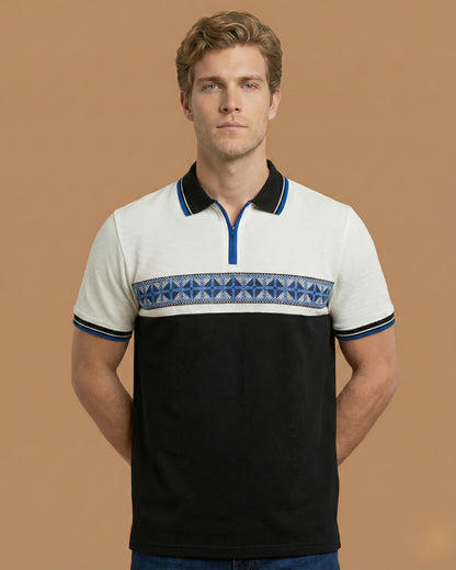 Blue & White Comfort Fit Polo T-Shirt
