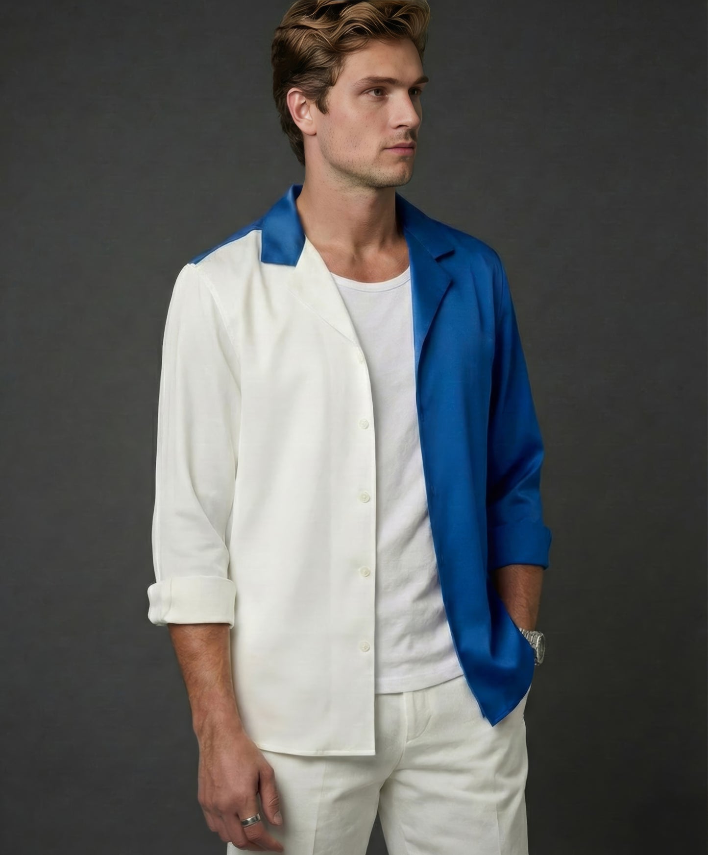 White & Blue Casual Shirt