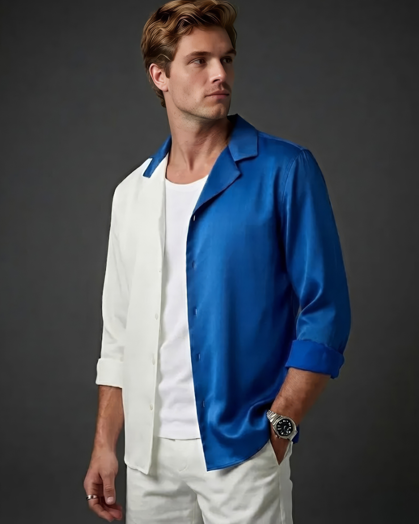 White & Blue Casual Shirt