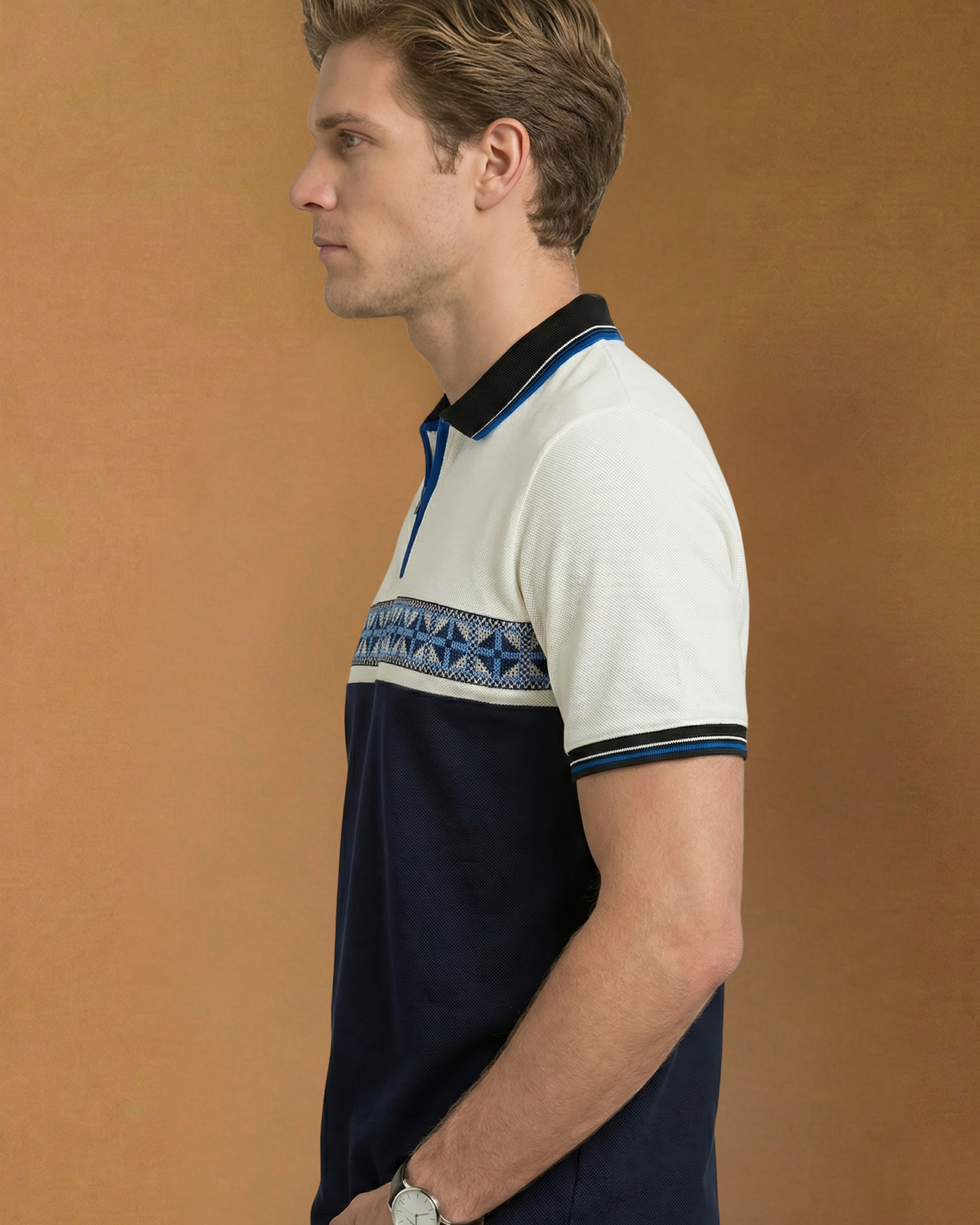 Blue & White Comfort Fit Polo T-Shirt