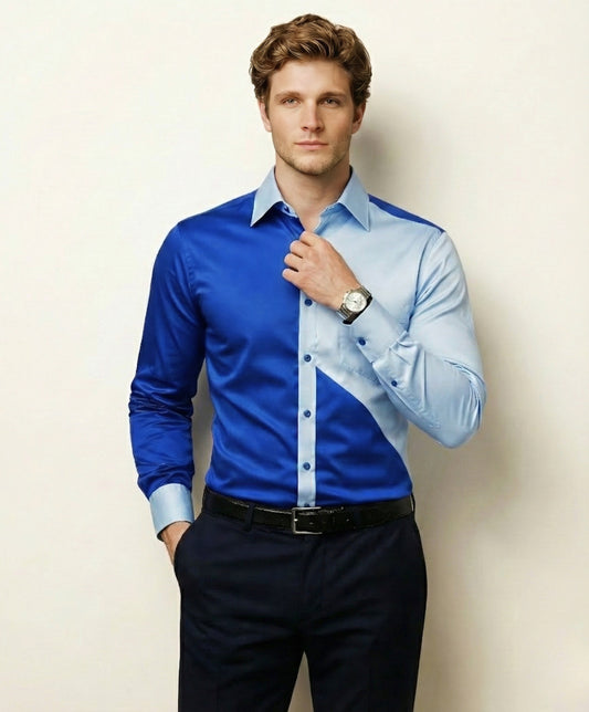 Blue Geometric Dual Tone Shirt