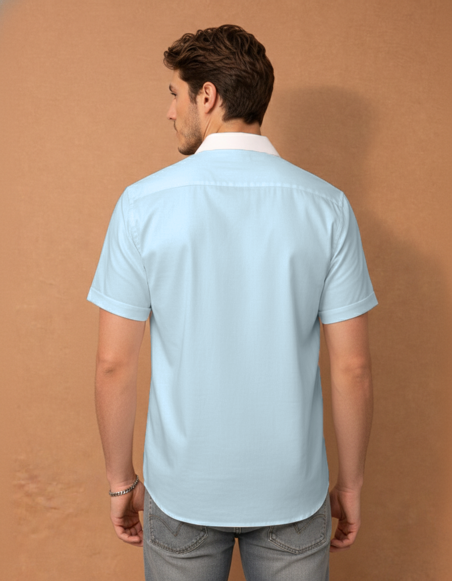 Blue & White Tailored Slim Fit Shirt