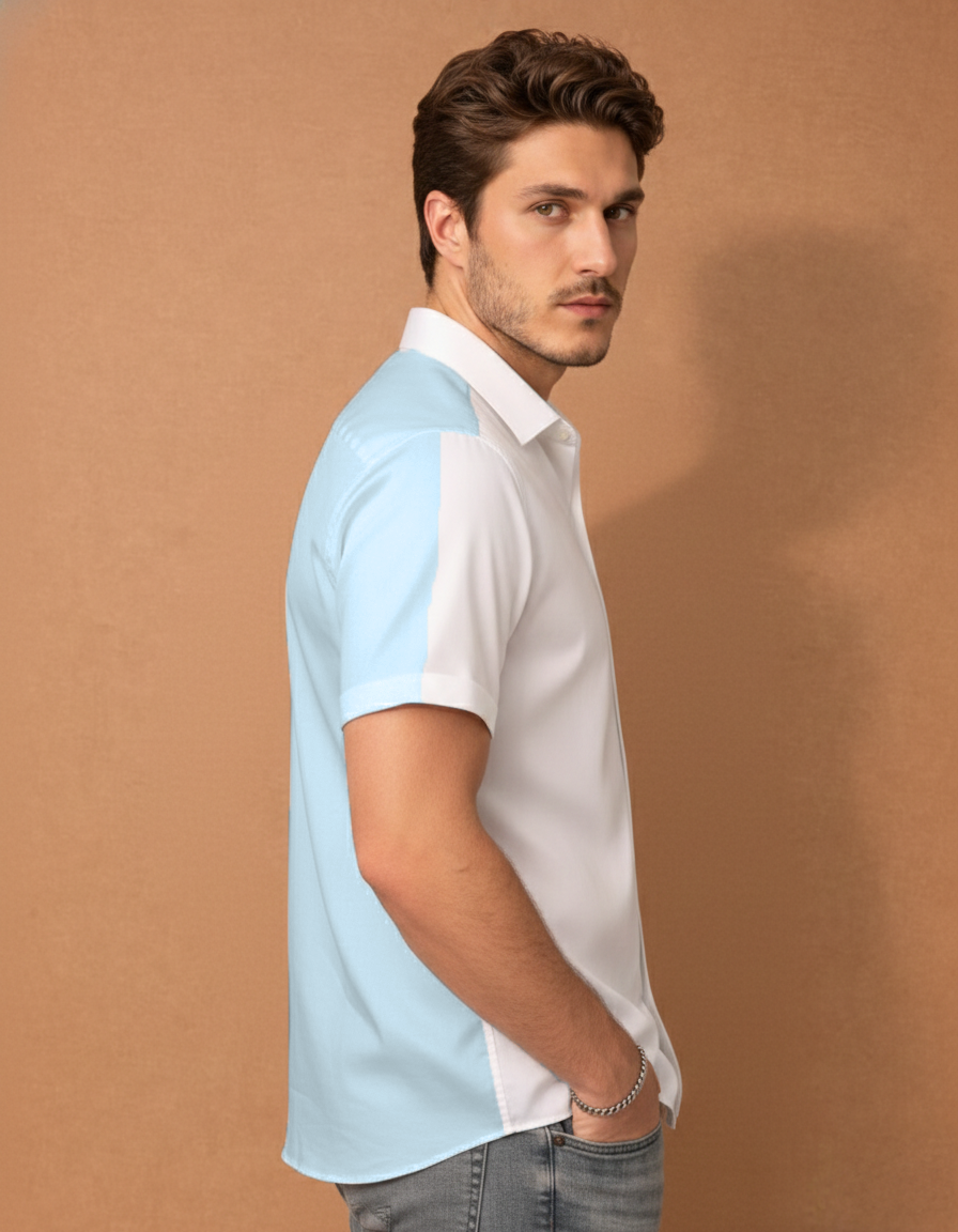 Blue & White Tailored Slim Fit Shirt