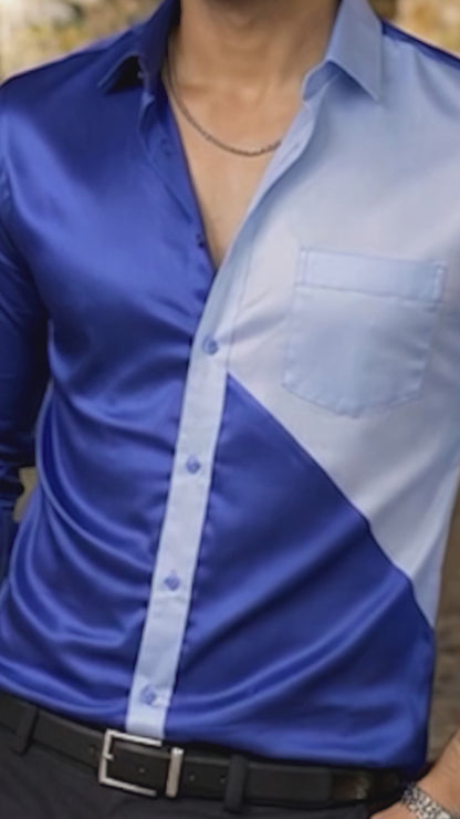 Blue Geometric Dual Tone Shirt