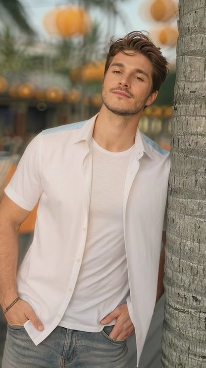 Blue & White Tailored Slim Fit Shirt