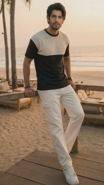Monochrome Crew Neck Drop Shoulder T-shirt